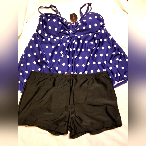 - NwT swim tankini swim dress xxl boy short swim plus size - Picture 5 of 12